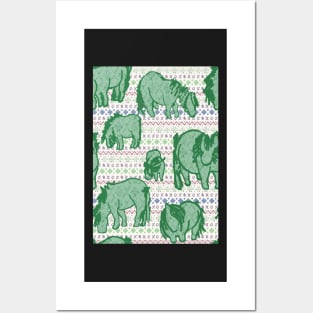 Fairisle Shetland Ponies - Green Posters and Art